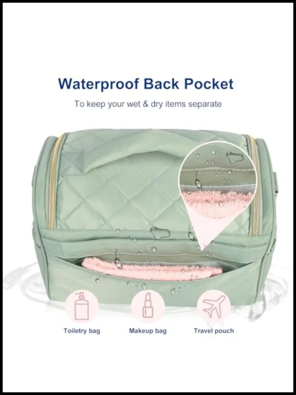 Large Waterproof Toiletry Bag with Handle and Shoulder Strap